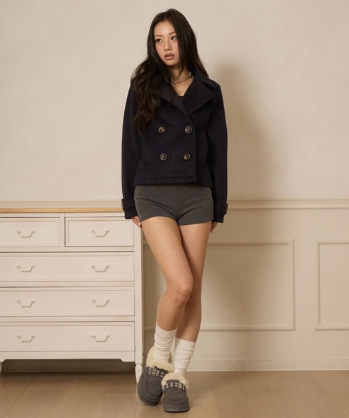 sedacle girl(セダクルガール)の「ラメショートPコート(ピーコート・レディース・チャコールグレー/ミント/ネイビー・SMALL/MEDIUM)」の11枚目の写真