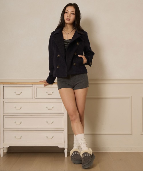 sedacle girl(セダクルガール)の「ラメショートPコート(ピーコート・レディース・チャコールグレー/ミント/ネイビー・SMALL/MEDIUM)」の12枚目の写真