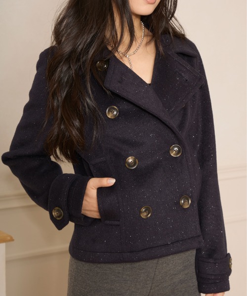sedacle girl(セダクルガール)の「ラメショートPコート(ピーコート・レディース・チャコールグレー/ミント/ネイビー・SMALL/MEDIUM)」の15枚目の写真