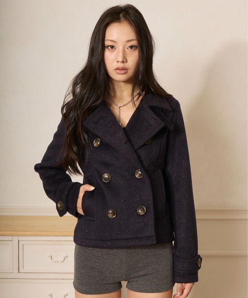 sedacle girl(セダクルガール)の「ラメショートPコート(ピーコート・レディース・チャコールグレー/ミント/ネイビー・SMALL/MEDIUM)」の5枚目の写真