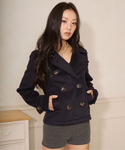sedacle girl(セダクルガール)の「ラメショートPコート(ピーコート・レディース・チャコールグレー/ミント/ネイビー・SMALL/MEDIUM)」の6枚目の写真