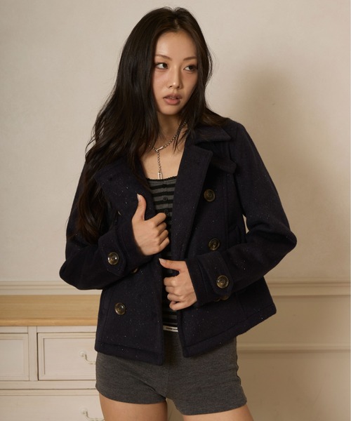sedacle girl(セダクルガール)の「ラメショートPコート(ピーコート・レディース・チャコールグレー/ミント/ネイビー・SMALL/MEDIUM)」の9枚目の写真
