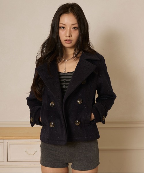 sedacle girl(セダクルガール)の「ラメショートPコート(ピーコート・レディース・チャコールグレー/ミント/ネイビー・SMALL/MEDIUM)」の7枚目の写真