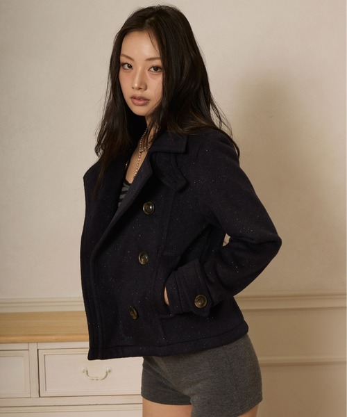 sedacle girl(セダクルガール)の「ラメショートPコート(ピーコート・レディース・チャコールグレー/ミント/ネイビー・SMALL/MEDIUM)」の10枚目の写真