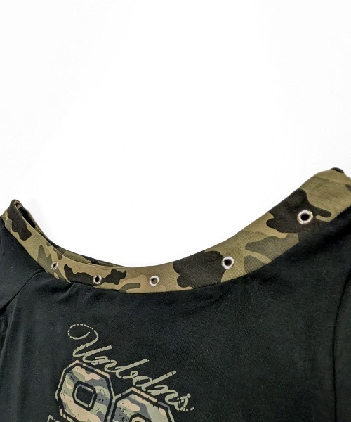 Riff(リフ)の「迷彩柄切替デザイントップス ショート丈(Tシャツ/カットソー・レディース・ホワイト・FREE)」の17枚目の写真