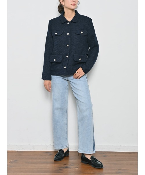 Brown&Street（ブラウンアンドストリート）の「【きちんと見え】ラウンドカラーツイードジャケット（その他アウター・レディース・グレー/ネイビー・FREE）」の9枚目の写真