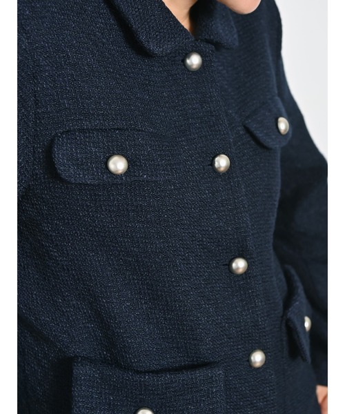 Brown&Street（ブラウンアンドストリート）の「【きちんと見え】ラウンドカラーツイードジャケット（その他アウター・レディース・グレー/ネイビー・FREE）」の13枚目の写真
