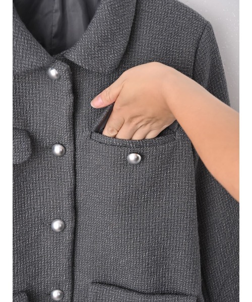 Brown&Street（ブラウンアンドストリート）の「【きちんと見え】ラウンドカラーツイードジャケット（その他アウター・レディース・グレー/ネイビー・FREE）」の17枚目の写真
