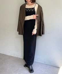 レース切替ジョーゼットキャミワンピース