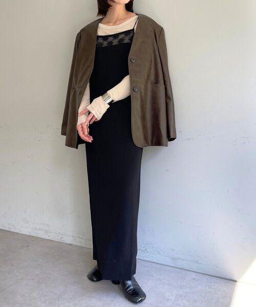 Omekashi(オメカシ)の「レース切替ジョーゼットキャミワンピース(ワンピース・レディース・アイボリー/ブラック・36/38)」の11枚目の写真