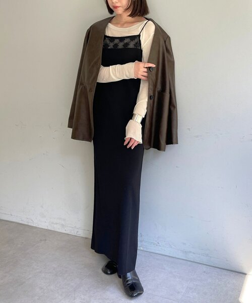 Omekashi(オメカシ)の「レース切替ジョーゼットキャミワンピース(ワンピース・レディース・アイボリー/ブラック・36/38)」の12枚目の写真