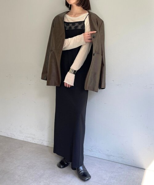 Omekashi(オメカシ)の「レース切替ジョーゼットキャミワンピース(ワンピース・レディース・アイボリー/ブラック・36/38)」の13枚目の写真