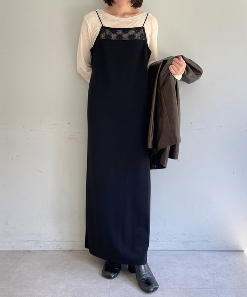 Omekashi(オメカシ)の「レース切替ジョーゼットキャミワンピース(ワンピース・レディース・アイボリー/ブラック・36/38)」の15枚目の写真