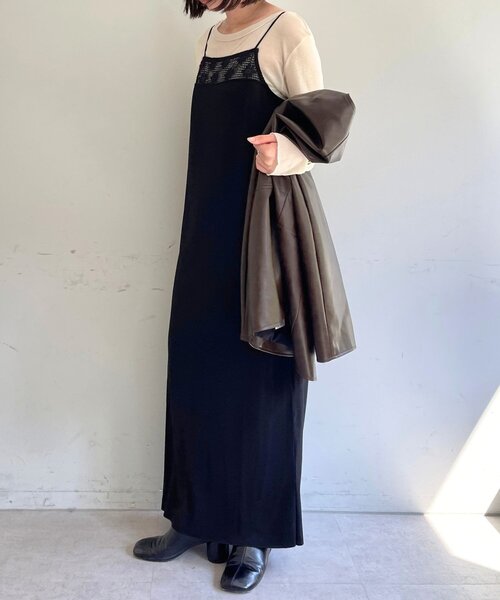 Omekashi(オメカシ)の「レース切替ジョーゼットキャミワンピース(ワンピース・レディース・アイボリー/ブラック・36/38)」の20枚目の写真