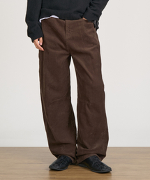 カーブドワイドコーデュロイパンツ (BROWN)