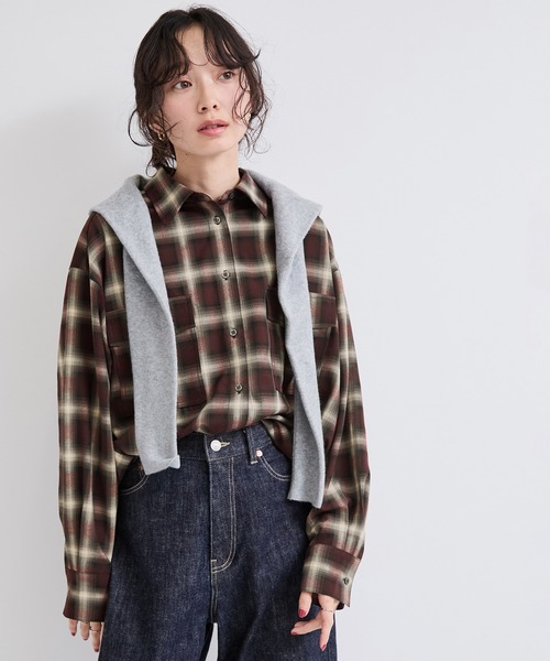 le cercle ADAM ET ROPE'(ルセルクルアダムエロペ)の「オンブレチェックシャツ(シャツ/ブラウス・レディース・ボルドー/ブラック系その他・FREE)」の8枚目の写真