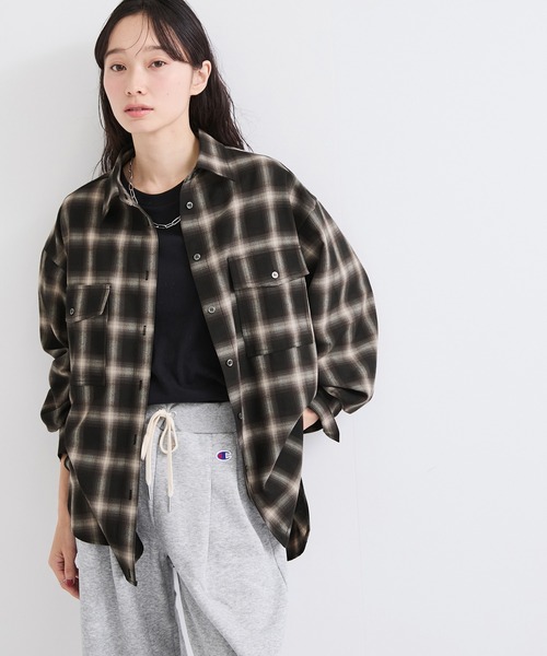 le cercle ADAM ET ROPE'(ルセルクルアダムエロペ)の「オンブレチェックシャツ(シャツ/ブラウス・レディース・ボルドー/ブラック系その他・FREE)」の9枚目の写真