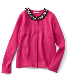 IEDIT | アクセいらずの華やかさ　ビジュー付きミラノリブカーディガン(カーディガン/ボレロ)