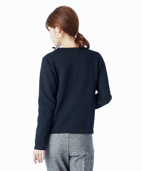 IEDIT（イディット）の「アクセいらずの華やかさ　ビジュー付きミラノリブカーディガン（カーディガン/ボレロ・レディース・グレー/ピンク/ブラック・MEDIUM/SMALL/XX-LARGE/LARGE/X-LARGE）」の17枚目の写真