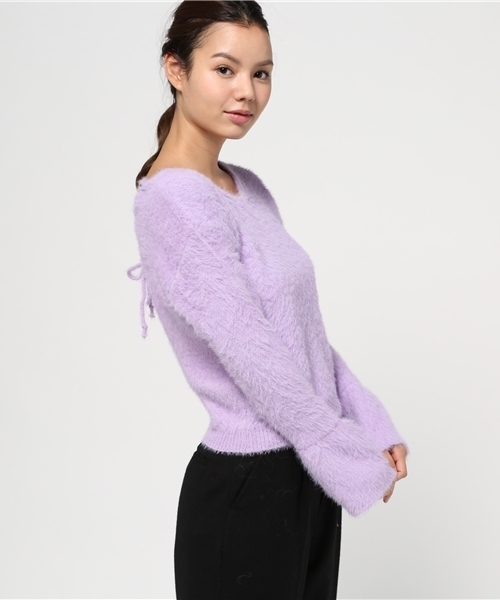 SpRay（スプレイ）の「シャギーＢＡＣＫスピンドルニット（ニット/セーター・レディース・ブラック/ワイン/ホワイト/キャメル/ラベンダー/イエロー・FREE）」の16枚目の写真