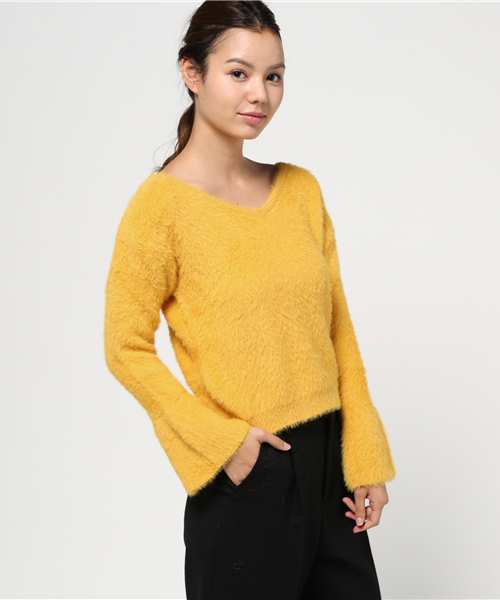 SpRay（スプレイ）の「シャギーＢＡＣＫスピンドルニット（ニット/セーター・レディース・ブラック/ワイン/ホワイト/キャメル/ラベンダー/イエロー・FREE）」の17枚目の写真