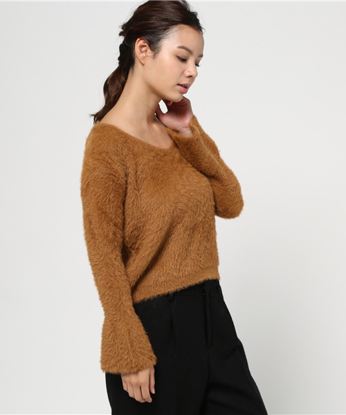 SpRay（スプレイ）の「シャギーＢＡＣＫスピンドルニット（ニット/セーター・レディース・ブラック/ワイン/ホワイト/キャメル/ラベンダー/イエロー・FREE）」の18枚目の写真