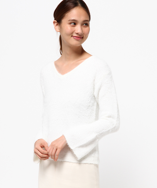 SpRay（スプレイ）の「シャギーＢＡＣＫスピンドルニット（ニット/セーター・レディース・ブラック/ワイン/ホワイト/キャメル/ラベンダー/イエロー・FREE）」の19枚目の写真