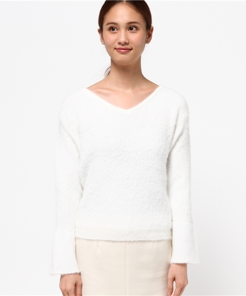 SpRay（スプレイ）の「シャギーＢＡＣＫスピンドルニット（ニット/セーター・レディース・ブラック/ワイン/ホワイト/キャメル/ラベンダー/イエロー・FREE）」の7枚目の写真