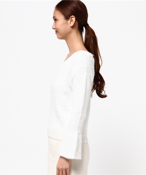 SpRay（スプレイ）の「シャギーＢＡＣＫスピンドルニット（ニット/セーター・レディース・ブラック/ワイン/ホワイト/キャメル/ラベンダー/イエロー・FREE）」の8枚目の写真