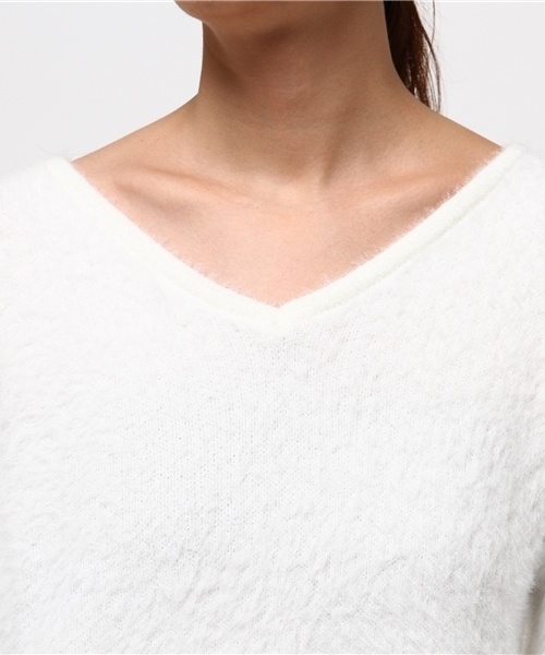 SpRay（スプレイ）の「シャギーＢＡＣＫスピンドルニット（ニット/セーター・レディース・ブラック/ワイン/ホワイト/キャメル/ラベンダー/イエロー・FREE）」の10枚目の写真