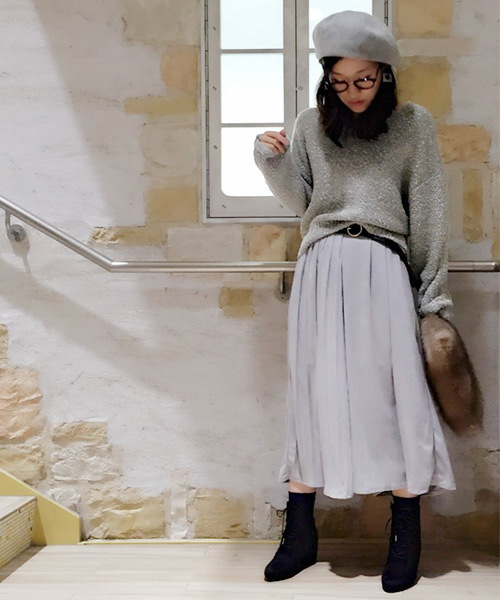 RAY CASSIN(レイカズン)の「フェイクスエードアシメプリーツガウチョ(その他パンツ・レディース・ネイビー/ピンク/ライトグレー・FREE)」の13枚目の写真