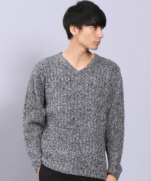 5351 POUR LES HOMMES（ゴーサンゴーイチプールオム）の「エアーヤーンVネック（ニット/セーター・メンズ・オフホワイト/カーキ/ブラック/ホワイト×ブラック・1/2/3）」の3枚目の写真