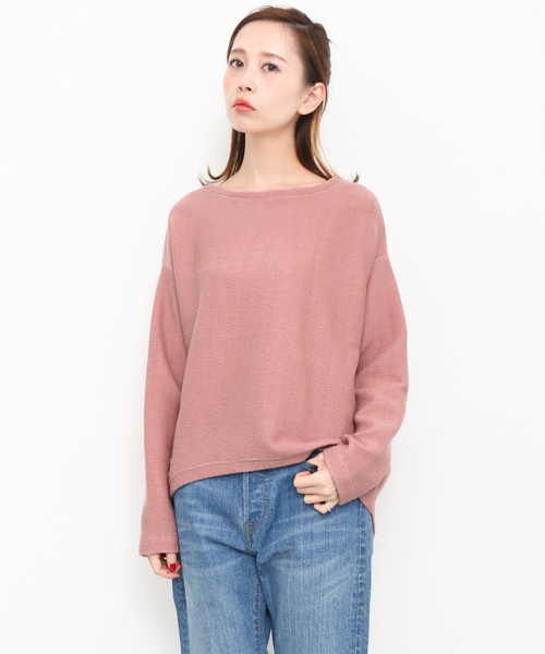 KBF(ケイビーエフ)の「KBF リップルワイドプルオーバー(Tシャツ/カットソー・レディース・ピンク/オフホワイト/グレー・ONE)」の1枚目の写真