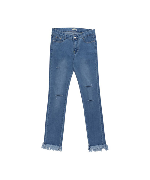 Re:EDIT（リエディ）の「[リエディ]裾フリンジダメージスキニーデニムボトムス/パンツ/デニムパンツ/デザインデニム/スキニーデニム（その他パンツ・レディース・ブルー系その他/インディゴブルー/サックスブルー/ワンウォッシュ・MEDIUM/SMALL）」の16枚目の写真