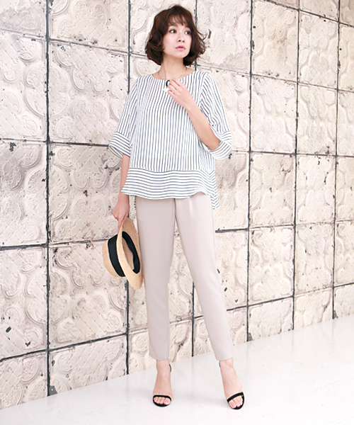 Bou Jeloud（ブージュルード）の「とろみタックテーパードパンツ（スラックス・レディース・ベージュ/ブラック/カーキ/ブルー・38/40/36）」の21枚目の写真