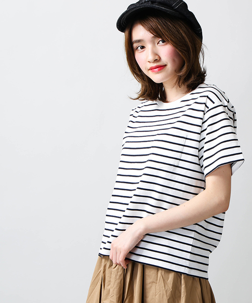 WEGO（ウィゴー）の「WEGO/シルクコットンUネックカットソー（Tシャツ/カットソー・レディース・杢グレー/ホワイト系その他5/ライム/ホワイト/レッド・MEDIUM/LARGE）」の3枚目の写真