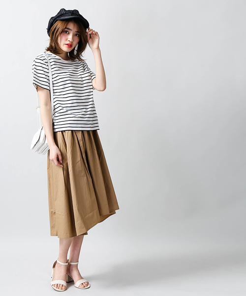 WEGO（ウィゴー）の「WEGO/シルクコットンUネックカットソー（Tシャツ/カットソー・レディース・杢グレー/ホワイト系その他5/ライム/ホワイト/レッド・MEDIUM/LARGE）」の6枚目の写真