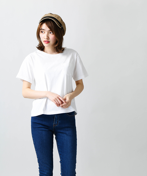 WEGO（ウィゴー）の「WEGO/シルクコットンUネックカットソー（Tシャツ/カットソー・レディース・杢グレー/ホワイト系その他5/ライム/ホワイト/レッド・MEDIUM/LARGE）」の7枚目の写真