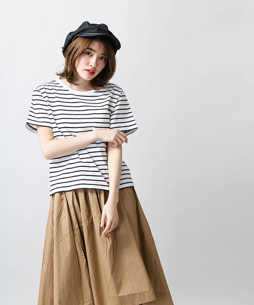 WEGO（ウィゴー）の「WEGO/シルクコットンUネックカットソー（Tシャツ/カットソー・レディース・杢グレー/ホワイト系その他5/ライム/ホワイト/レッド・MEDIUM/LARGE）」の9枚目の写真