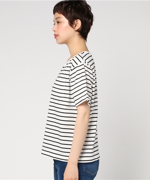 WEGO（ウィゴー）の「WEGO/シルクコットンUネックカットソー（Tシャツ/カットソー・レディース・杢グレー/ホワイト系その他5/ライム/ホワイト/レッド・MEDIUM/LARGE）」の19枚目の写真