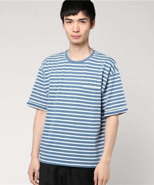 ARCADE（アーケード）の「インディゴ染め ビッグシルエット 胸ポケ付き Tシャツ（Tシャツ/カットソー・メンズ・サックスブルー/ライトブルー/インディゴブルー/ブルー系その他・MEDIUM/LARGE）」の4枚目の写真