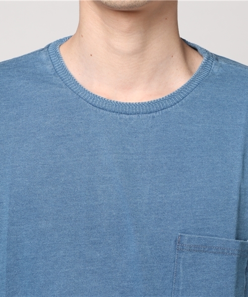 ARCADE（アーケード）の「インディゴ染め ビッグシルエット 胸ポケ付き Tシャツ（Tシャツ/カットソー・メンズ・サックスブルー/ライトブルー/インディゴブルー/ブルー系その他・MEDIUM/LARGE）」の7枚目の写真