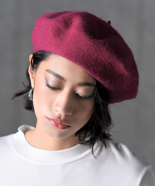 amorous insense（アモラスインセンス）の「[ウール混]ベレー帽（ハンチング/ベレー帽・レディース・ブラック/ダークパープル/グリーン/アッシュグレー/フューシャピンク・ﾌﾘ-）」の5枚目の写真