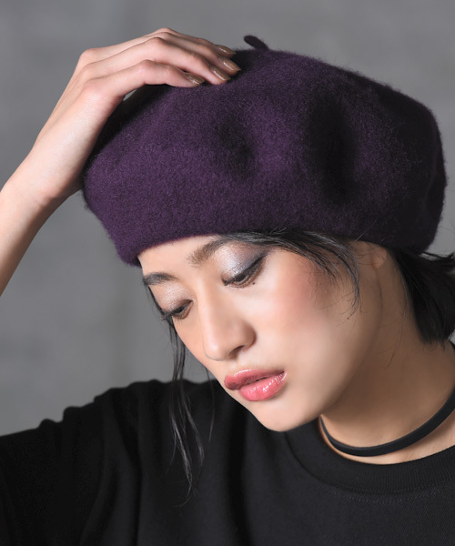 amorous insense（アモラスインセンス）の「[ウール混]ベレー帽（ハンチング/ベレー帽・レディース・ブラック/ダークパープル/グリーン/アッシュグレー/フューシャピンク・ﾌﾘ-）」の4枚目の写真