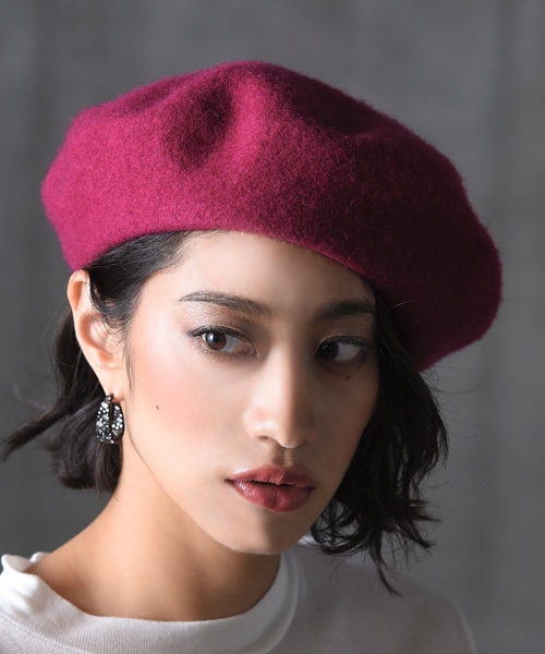 amorous insense（アモラスインセンス）の「[ウール混]ベレー帽（ハンチング/ベレー帽・レディース・ブラック/ダークパープル/グリーン/アッシュグレー/フューシャピンク・ﾌﾘ-）」の9枚目の写真