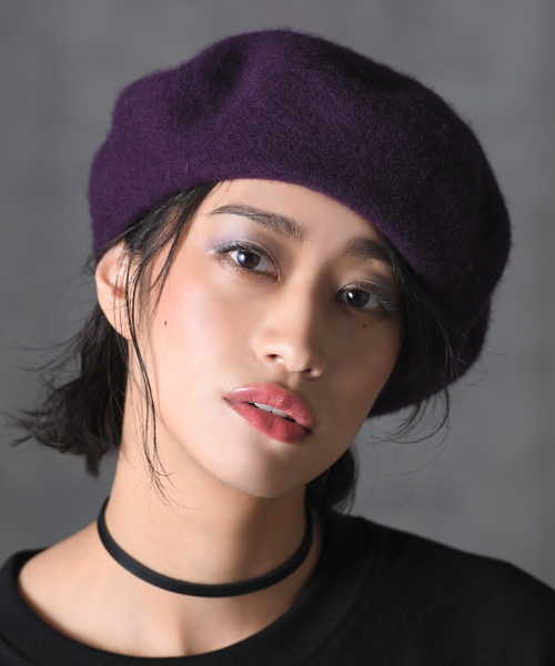 amorous insense（アモラスインセンス）の「[ウール混]ベレー帽（ハンチング/ベレー帽・レディース・ブラック/ダークパープル/グリーン/アッシュグレー/フューシャピンク・ﾌﾘ-）」の10枚目の写真