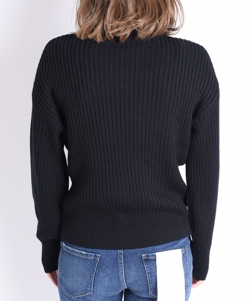 liflattie ships（リフラティ シップス）の「liflattie ships: リブ パフスリーブ タートルネック ニット ◇（ニット/セーター・レディース・オリーブ/オフホワイト/ブラック・MEDIUM/SMALL）」の10枚目の写真