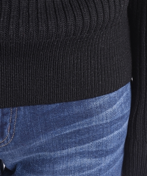 liflattie ships（リフラティ シップス）の「liflattie ships: リブ パフスリーブ タートルネック ニット ◇（ニット/セーター・レディース・オリーブ/オフホワイト/ブラック・MEDIUM/SMALL）」の12枚目の写真