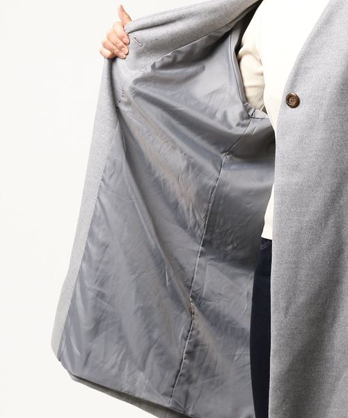 earth music&ecology(アースミュージックアンドエコロジー)の「・Vネックオーバーサイズコート(ダウンジャケット/コート・レディース・キャメル/ブラック/杢グレー・FREE)」の4枚目の写真