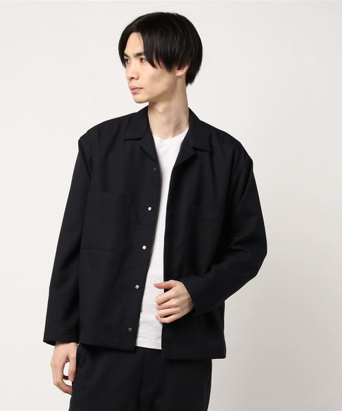 JOURNAL STANDARD relume（ジャーナルスタンダード　レリューム）の「メッシュドビー オープンカラーシャツブルゾン#（シャツ/ブラウス・メンズ・ネイビー/グレー・MEDIUM/LARGE）」の8枚目の写真